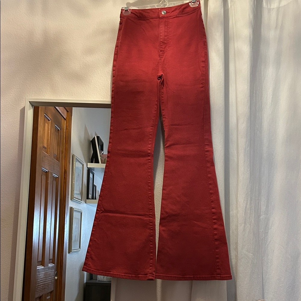 Women's Flared Raspberry Red Jeans